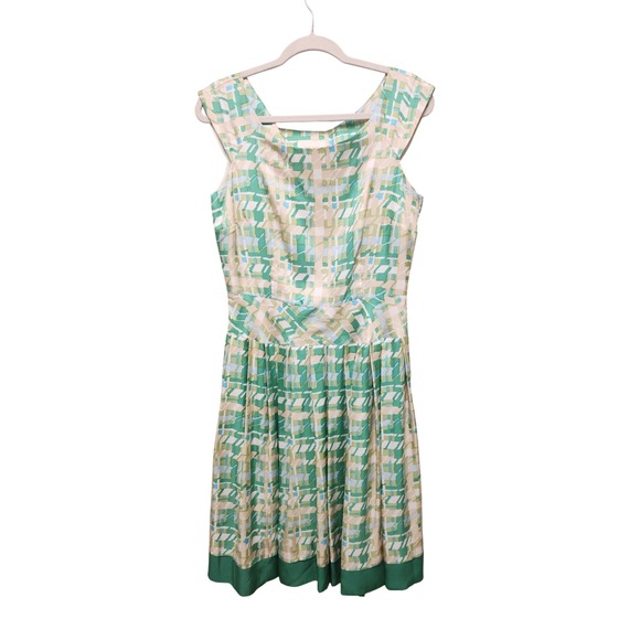 kate spade Dresses & Skirts - Kate Spade New York‎ Green Blue Geometric Silk Fit Flare Dress Size 8